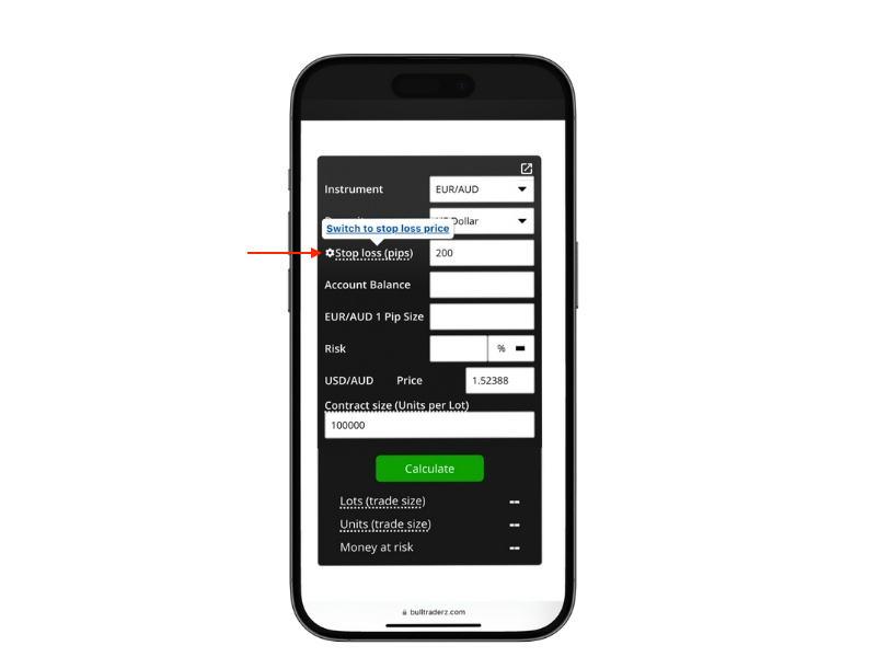 BullTraderz Lot Calculator - SL Type